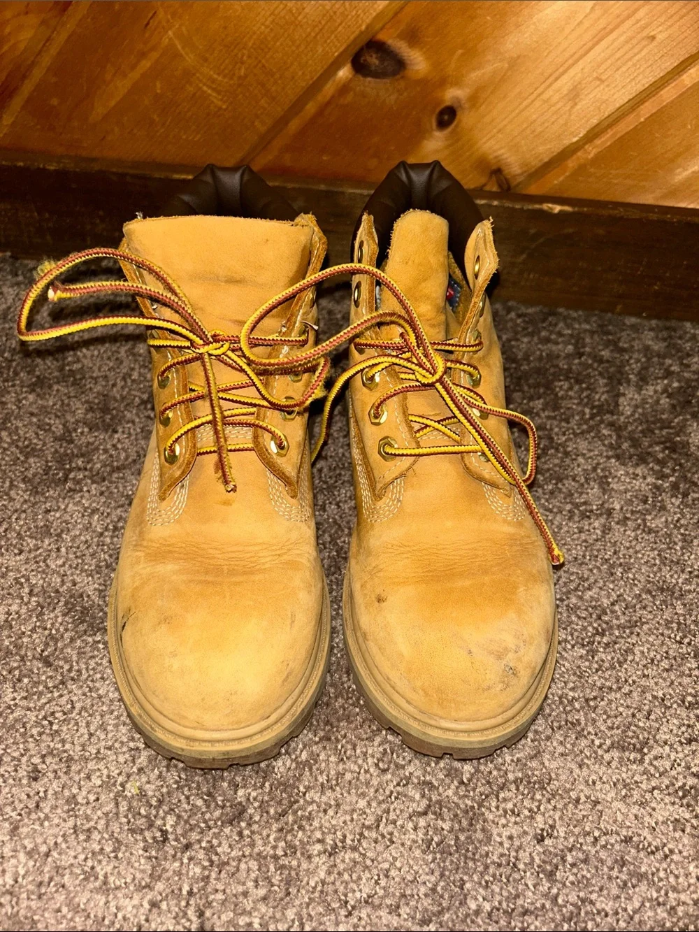 Youth Timberland® Premium 6-Inch Waterproof Boot in Wheat Nubuck tan